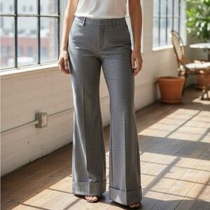 Banana Republic Martin Fit Gray Wide Leg Dress Pants Size 6 Cuffed Workwear